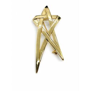 VINTAGE MODERNIST STAR Brooch Gold Tone Abstract Geometric Statement